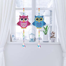 Cargar imagen en el visor de la galería, Carillón de Cristal Diamond Painting 5D Búhos 2 Piezas