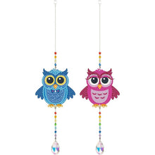 Cargar imagen en el visor de la galería, Campanilla de Cristal Diamond Painting 5D Búhos 2 Piezas