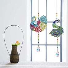Cargar imagen en el visor de la galería, Carillón de Cristal Diamond Painting 5D Pavo Real 2 Piezas