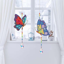 Cargar imagen en el visor de la galería, Carillón de Cristal Diamond Art Mariposas 2 Piezas