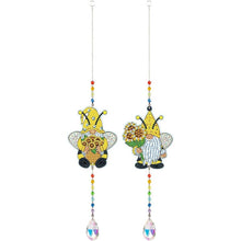 Cargar imagen en el visor de la galería, Carillón en Cristal Diamond Painting 5D Gnomos con Girasol 2 Piezas