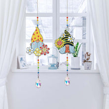 Cargar imagen en el visor de la galería, Carillón de Cristal Diamond Painting 5D Gnomo con Girasol 2 Piezas