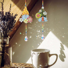 Cargar imagen en el visor de la galería, Carillón de Cristal Diamond Painting 5D Gnomo con Girasol 2 Piezas