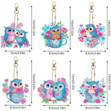Cargar imagen en el visor de la galería, Llavero Diamond Painting 5D Búhos Azules 6 Piezas