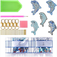 Cargar imagen en el visor de la galería, Llavero Diamond Painting 5D Delfines 5 Piezas