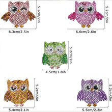 Cargar imagen en el visor de la galería, Llavero Diamond Painting 5D - Búhos 5 Piezas