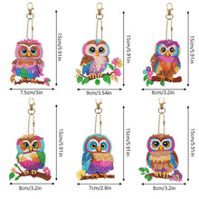 Cargar imagen en el visor de la galería, Llavero Diamond Painting 5D Búhos 6 Piezas