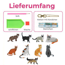 Cargar imagen en el visor de la galería, Llavero Diamond Painting 5D Gatos 9 Piezas