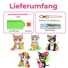 Cargar imagen en el visor de la galería, Llavero Diamond Painting 5D con Gatos 5 Piezas