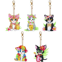 Cargar imagen en el visor de la galería, Llavero Diamond Painting 5D con Gatos 5 Piezas
