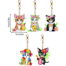 Cargar imagen en el visor de la galería, Llavero Diamond Painting 5D con Gatos 5 Piezas