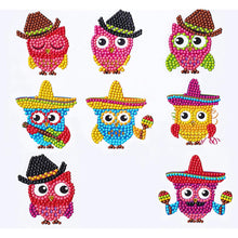 Cargar imagen en el visor de la galería, Conjunto de Pegatinas Diamond Painting con Búhos