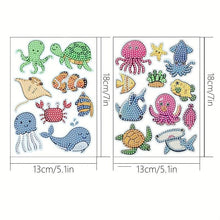Cargar imagen en el visor de la galería, Conjunto de Pegatinas Diamond Painting con Animales Marinos para Niños