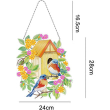 Cargar imagen en el visor de la galería, Colgante de Puerta Diamond Painting 5D - Casa de Pájaros Reversible