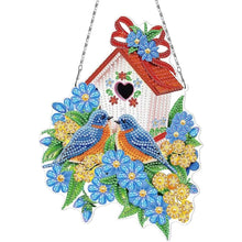 Cargar imagen en el visor de la galería, Colgante de Puerta Diamond Painting 5D Reversible con Casa de Pájaros