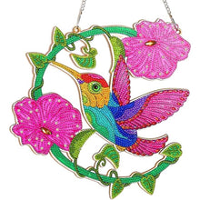 Cargar imagen en el visor de la galería, Colgante de Puerta Diamond Painting 5D Colibrí con Flores