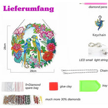 Cargar imagen en el visor de la galería, Colgante de Puerta Diamond Painting 5D Pájaros con LED y Colgante