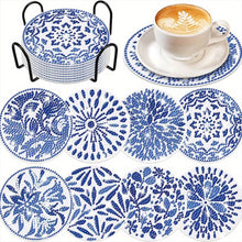 Cargar imagen en el visor de la galería, Posavasos Diamond Painting 5D Flores Azules