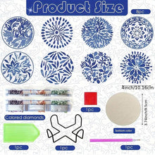 Cargar imagen en el visor de la galería, Posavasos Diamond Painting 5D Flores Azules