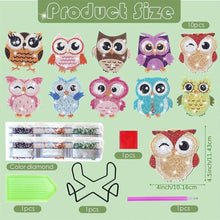 Cargar imagen en el visor de la galería, Posavasos Diamond Painting 5D con búhos conjunto de 10 piezas