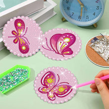 Cargar imagen en el visor de la galería, Posavasos Diamond Painting 5D con Mariposas Rosas
