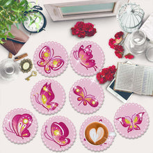 Cargar imagen en el visor de la galería, Posavasos Diamond Painting 5D con Mariposas Rosas