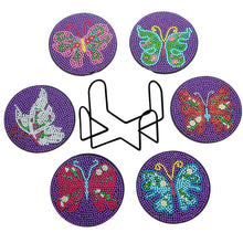 Cargar imagen en el visor de la galería, Posavasos Diamond Painting 5D Mariposas Violetas