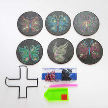 Cargar imagen en el visor de la galería, Posavasos Diamond Painting 5D Mariposas Negras