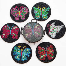 Cargar imagen en el visor de la galería, Posavasos Diamond Painting 5D Mariposas Negras