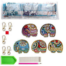 Cargar imagen en el visor de la galería, Llavero Diamond Painting 5D Elefantes 5 Piezas