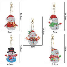 Cargar imagen en el visor de la galería, Llavero Diamond Painting 5D con Muñecos de Nieve 5 Piezas
