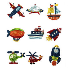 Cargar imagen en el visor de la galería, Conjunto de Pegatinas Diamond Painting Aviones para Niños