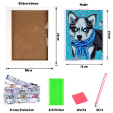 Cargar imagen en el visor de la galería, Kit Diamond Painting 5D con Diseño de Husky y Marco de Foto