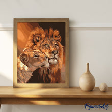 Cargar imagen en el visor de la galería, Pintar Por Números - Pareja De Leones - Figuredart - Animales Leones