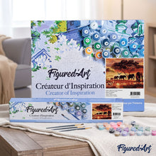 Cargar imagen en el visor de la galería, Pintar Por Números - Elefantes Colores Del Atardecer - Figuredart - Animales Elefantes