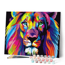 Cargar imagen en el visor de la galería, Pintar Por Números - León Pop Art - Figuredart - Animales Leones Pop Art Principiantes