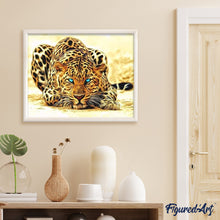 Cargar imagen en el visor de la galería, Pintar Por Números - Leopardo Ojos Azules - Figuredart - Animales