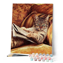 Cargar imagen en el visor de la galería, Pintar Por Números - Gato Con Gafas De Leer - Figuredart - Animales Gatos