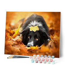 Cargar imagen en el visor de la galería, Pintar Por Números - Perro Descansando En Las Hojas - Figuredart - Animales Perros