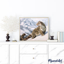 Cargar imagen en el visor de la galería, Pintar Por Números - Leopardo Nieve - Figuredart - Animales