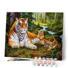 Cargar imagen en el visor de la galería, Pintar Por Números - Tigre Con Sus Hijos - Figuredart - Animales Tigres