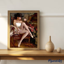 Cargar imagen en el visor de la galería, Pintar Por Números - Bailarina Jugando Con Rosas - Figuredart - Romanticismo