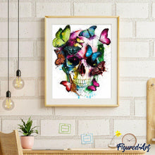 Cargar imagen en el visor de la galería, Pintar Por Números - Mariposas En El Cráneo - Figuredart - Mariposas