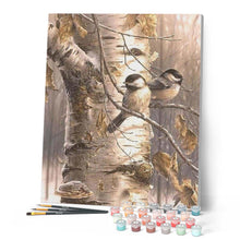 Cargar imagen en el visor de la galería, Pintar Por Números - Dos Pájaros En Las Ramas - Figuredart - Animales Pájaros