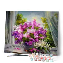 Cargar imagen en el visor de la galería, Pintar Por Números - Violetas Ventana - Figuredart - Flores