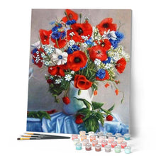 Cargar imagen en el visor de la galería, Pintar Por Números - Botellas Blancas De Rosas Rojas - Figuredart - Flores