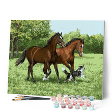 Cargar imagen en el visor de la galería, Pintar Por Números - Dos Caballos Y Perros - Figuredart - Animales Caballos Perros