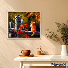 Cargar imagen en el visor de la galería, Pintar Por Números - Dos Pájaros Y Gatos - Figuredart - Animales Gatos Pájaros