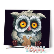 Cargar imagen en el visor de la galería, Pintar Por Números - Búho Con Una Galleta - Figuredart - Animales Búhos