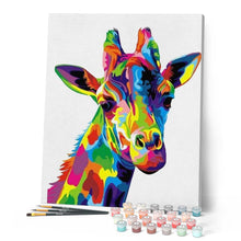 Cargar imagen en el visor de la galería, Pintar Por Números - Jirafa De Color - Figuredart - Animales Jirafas Pop Art Principiantes